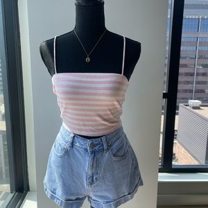 Pink and white stripped crop top